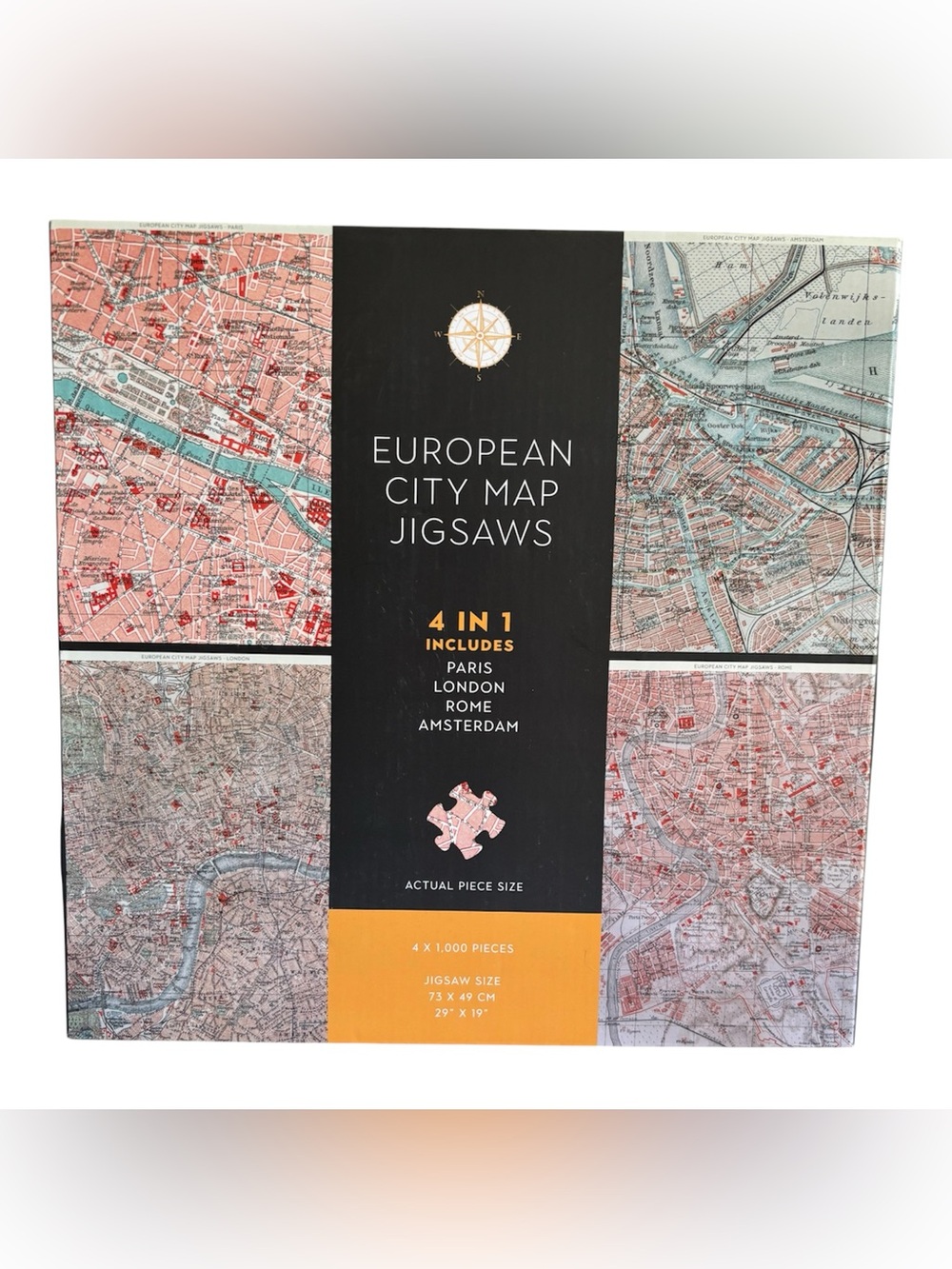 European City Map Jigsaw
Puzzles 4 X 1000 Pieces Paris
Rome Amsterdam London
NEW